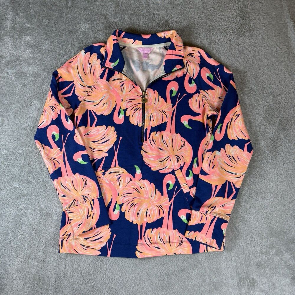 LILLY PULITZER Jacket Size Small Flamingo UPF 50+ Skipper Popover Top VACATION